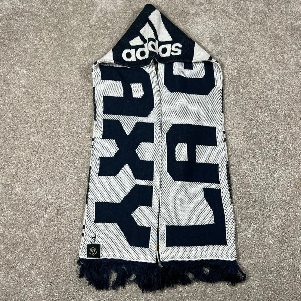 Adidas Unisex One Size Blue White Acrylic Knit MLS‎ LA Galaxy Soccer Scarf NWT